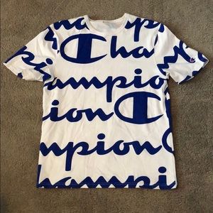 Champion white/blue mens t-shirt (medium)